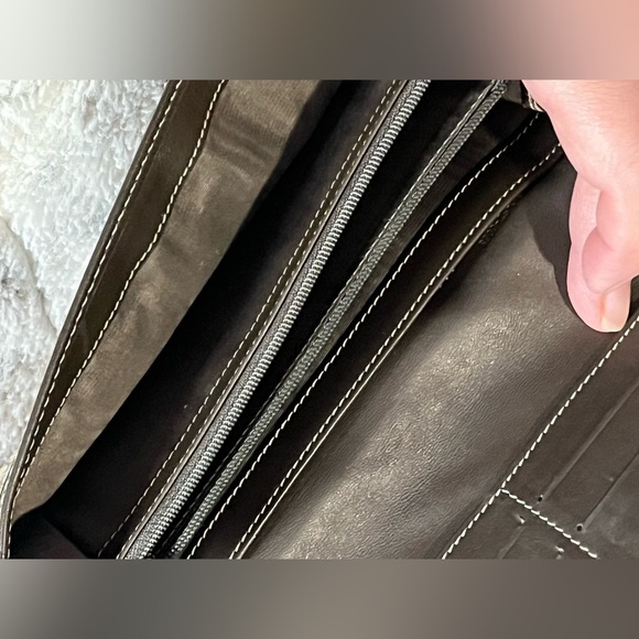 Celine Beige Macadam Canvas w/ Croc Embossed Leather French long Wallet-rare - Picture 13 of 16